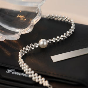 Pure Silver Pearl Bracelet, Light Luxury Bracelet
